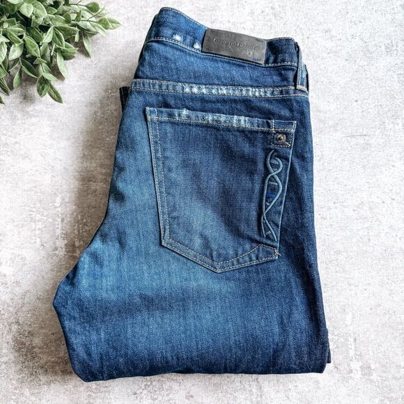 Genetic Denim Mid Rise Straight Leg Distressed Dark Wash Size 26 - Picture 1 of 7
